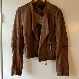 Blu Pepper Faux Leather Bomber Jacket - Size M/L